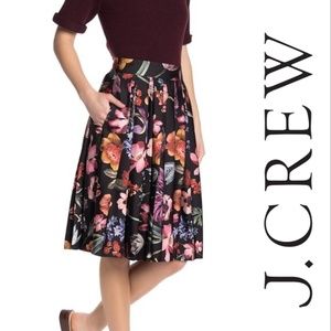 J. Crew | Black Midnight Dutch Floral A-Line Skirt